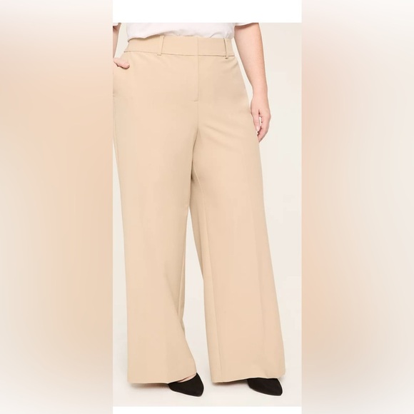 LANE BRYANT Khaki “The Perfect Drape" Wide-Leg Pants Size 16 NWT - Picture 1 of 9
